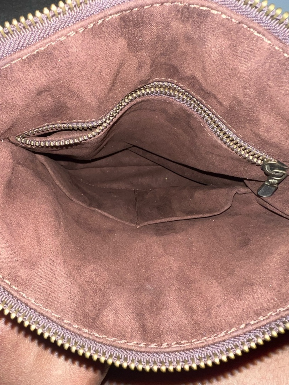 Burgundy Crossbody Messenger Bag with Patterned Strap - Picture 6 of 6